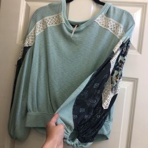 Free People Light Blue Puffy Top